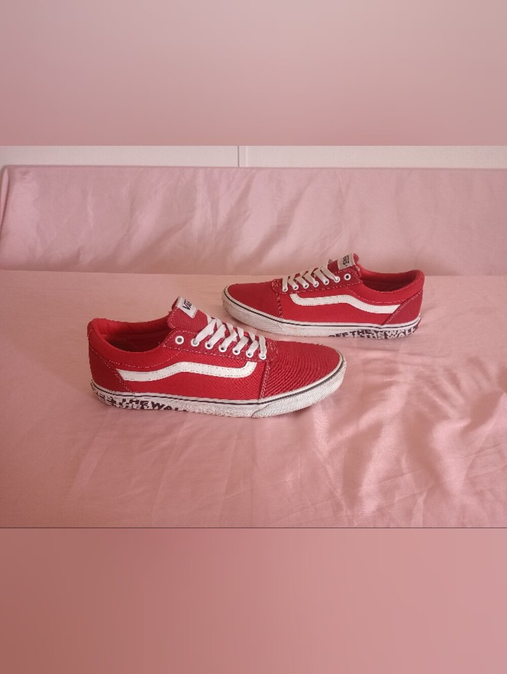 VANS Mens Ward Sidewall Off The Wall Skate Shoes Red/White Size 13 / 508357